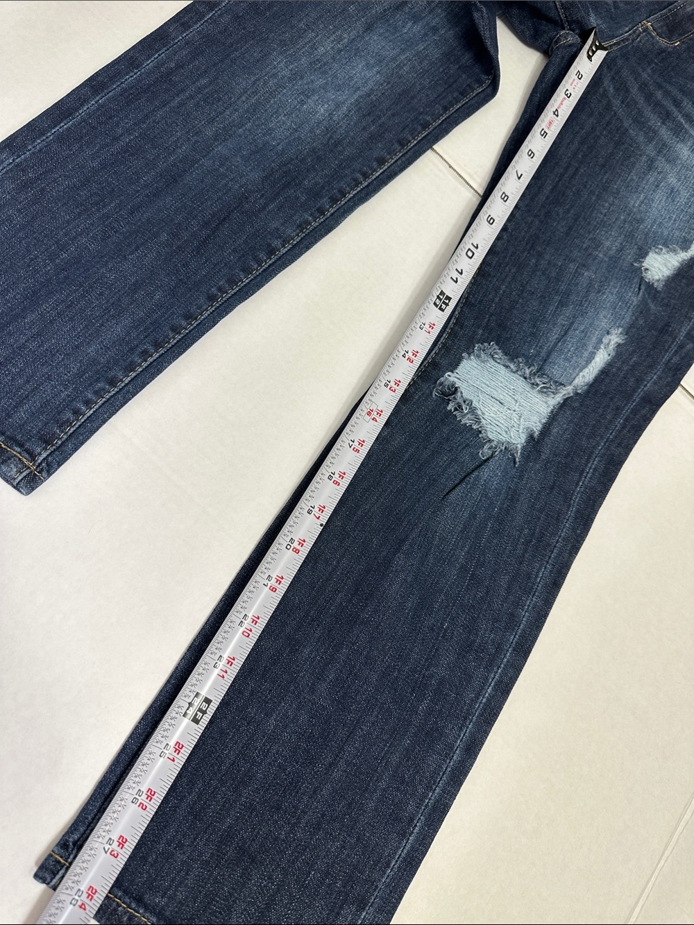 Grace in LA Distressed Denim Jeans Dark Blue Ripped Straight Leg Womens Size 28‎ - Picture 11 of 11